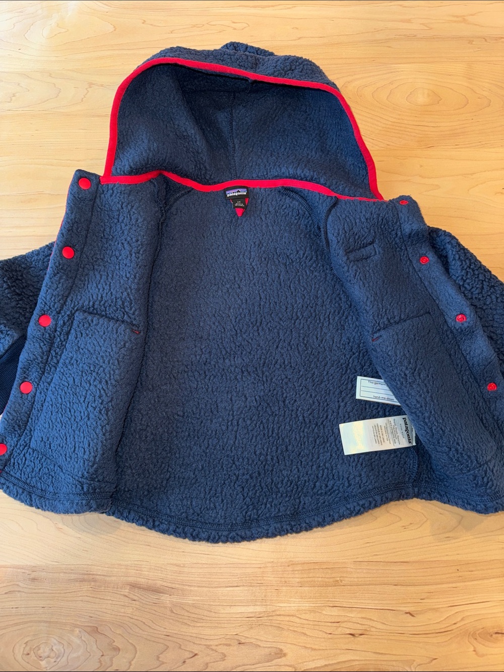 Patagonia Toddler Retro Pile Snap Jacket Navy Blue with Red Trim size 4T - Picture 5 of 9